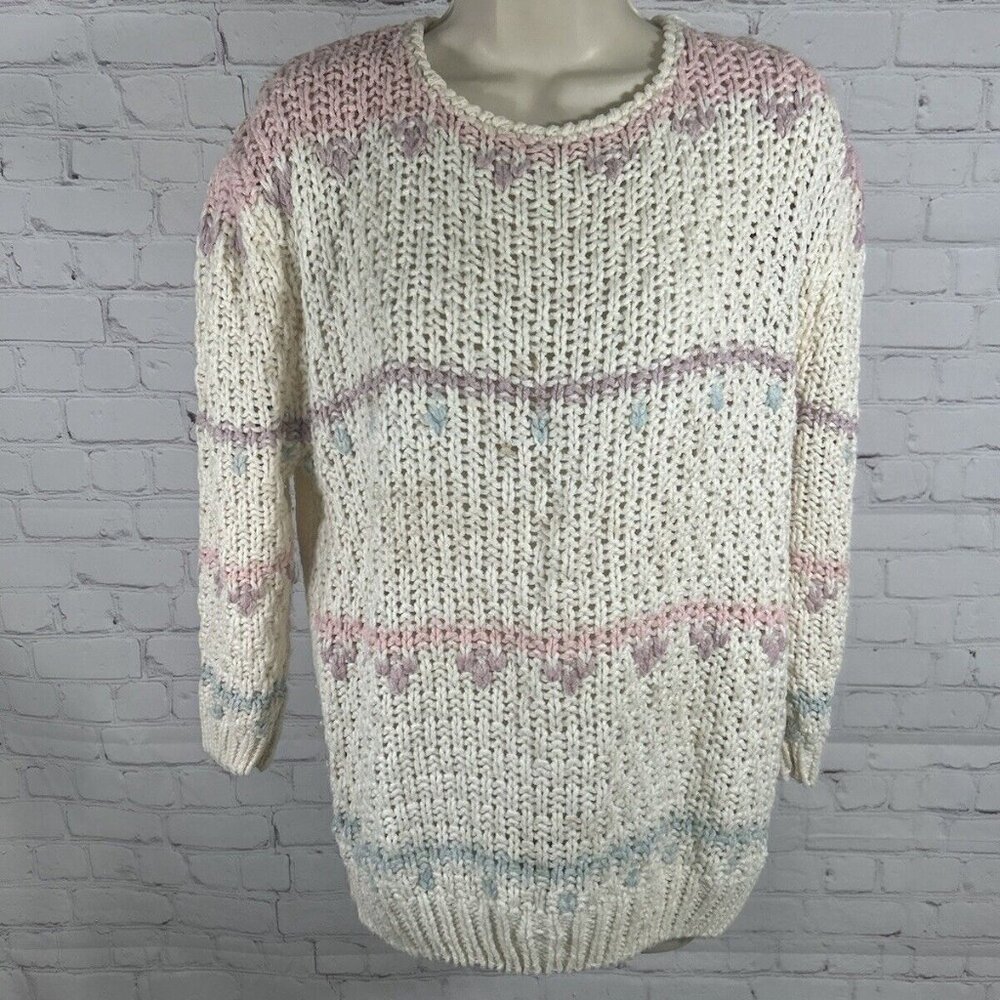 VTG Margules Plus Hand Knit Pullover Long Sleeve Women’s Sweater Size 40
